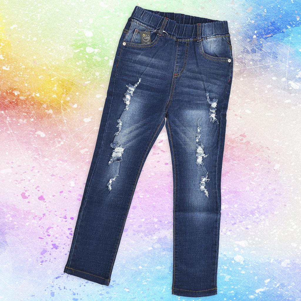 Quần jean thun ôm dài rách cho bé trai size đại