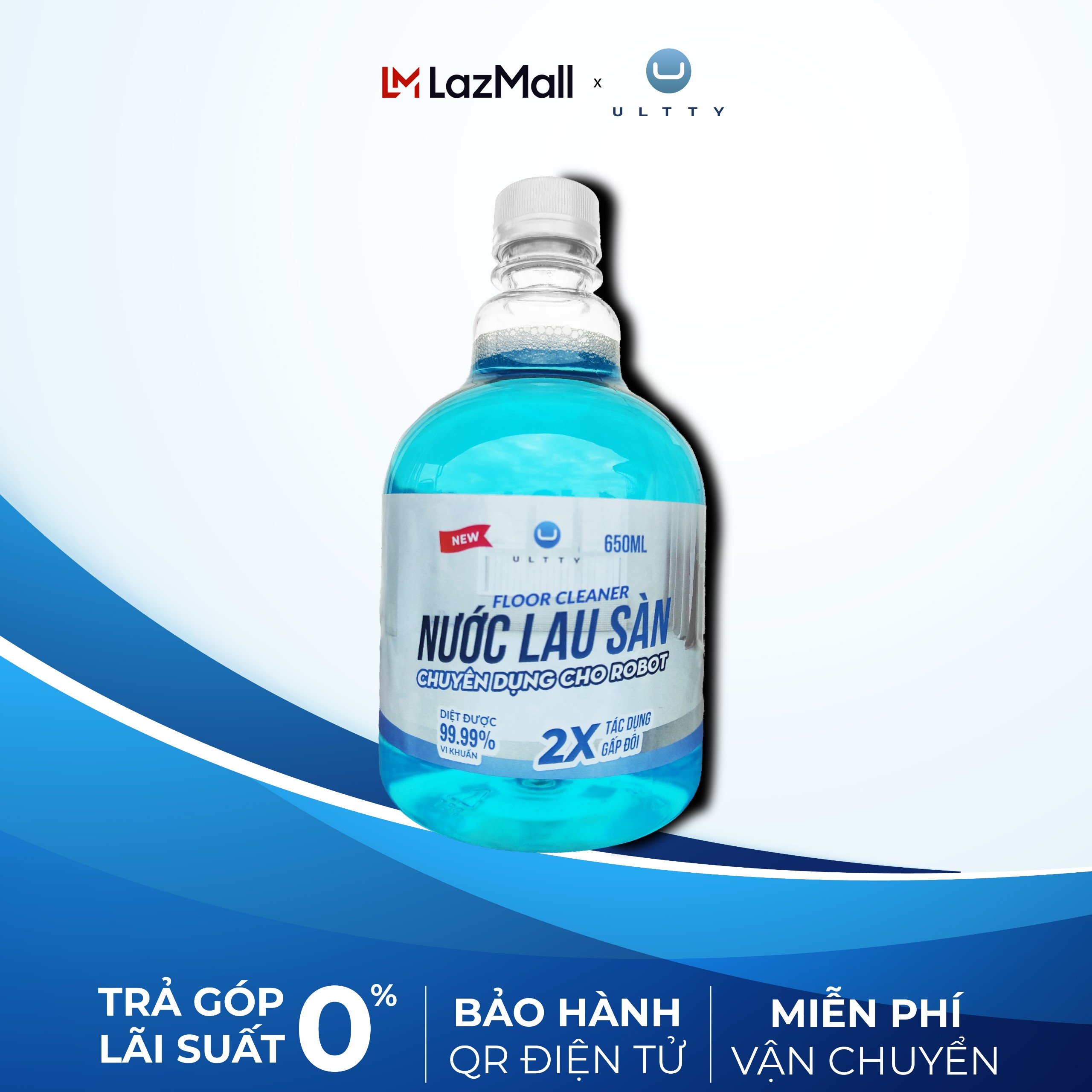 Nước lau sàn khử khuẩn chuyên dụng cho Robot Hút Bụi, Lau Nhà, Máy hút bụi cầm tay ULTTY Chai mới dung tích 500ml