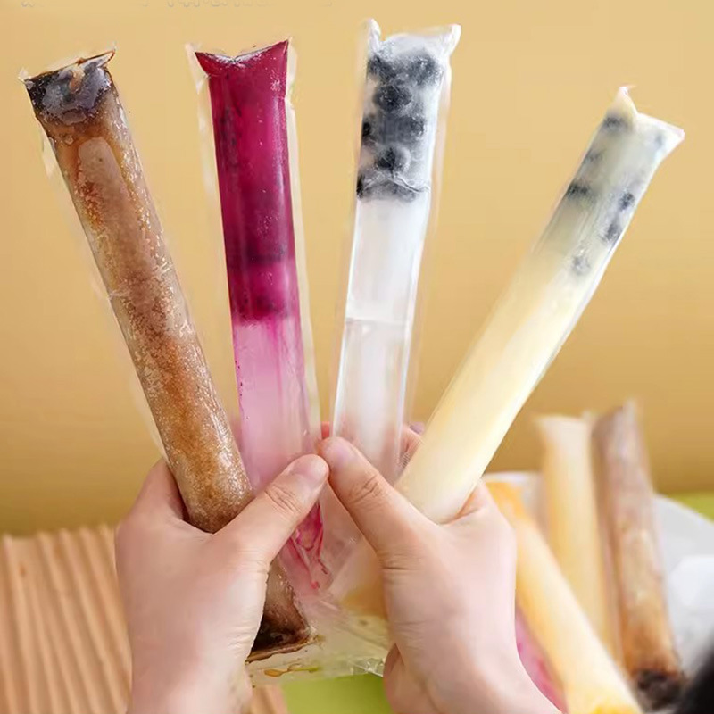 Sét 20 Túi đựng kem que dùng 1 lần, túi đựng đá bàođựng thạch trái cây trong suốt tự dán kín