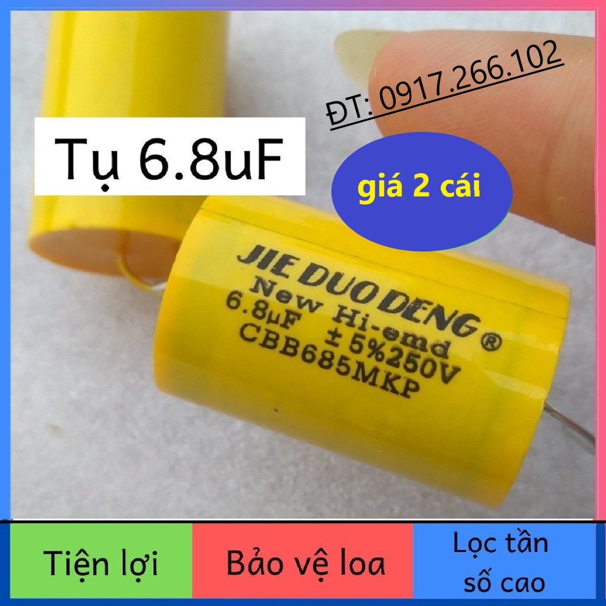 Cặp tụ phân tần loa treble 250v - 6.8uf