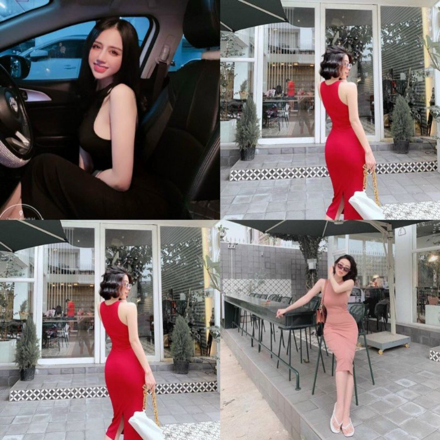 Đầm thun ba lỗ sát nách dáng dài maxi xẻ tà sau - form ôm body sexy