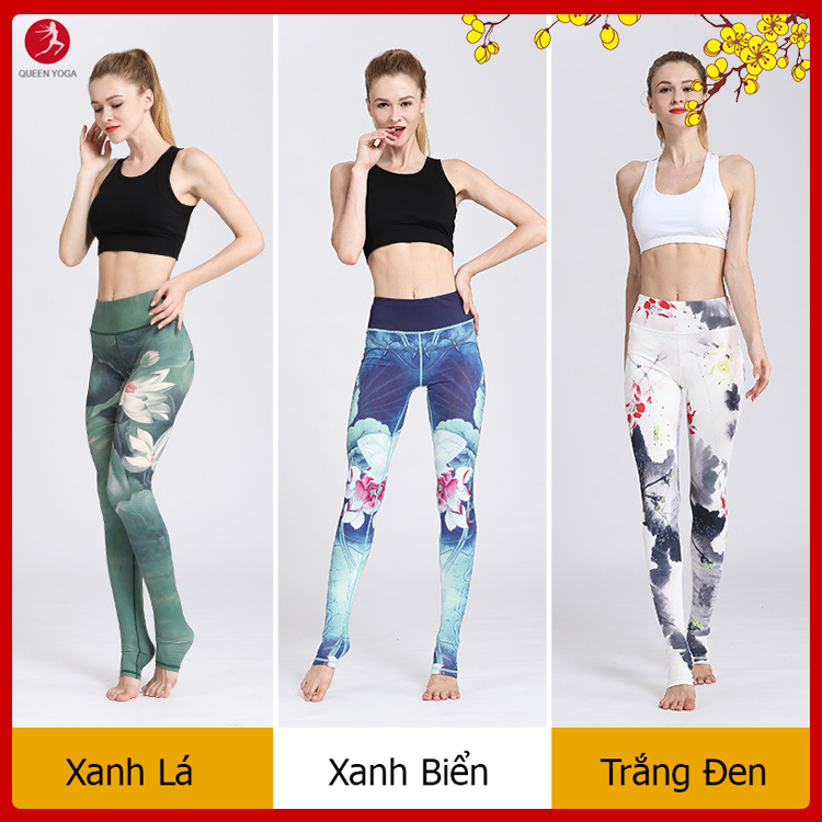Quần tập gym nữ cao cấp – QYLP01 họa tiết
