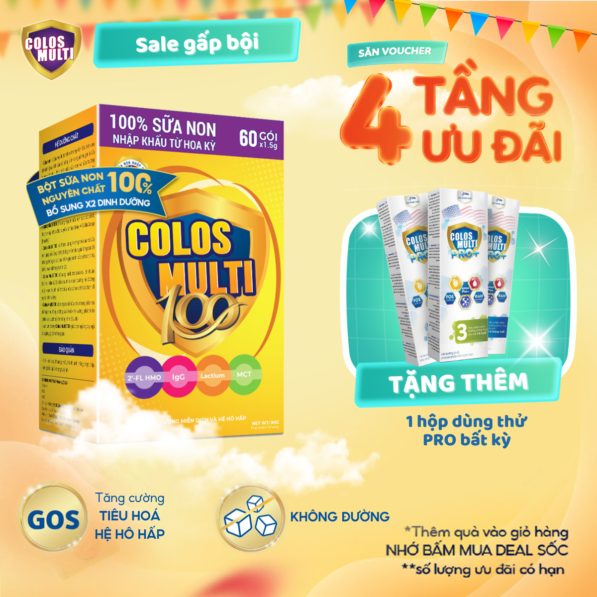 Sữa bột Colosmulti 100 tăng cường tiêu hóa và hấp thu, hỗ trợ tăng cân