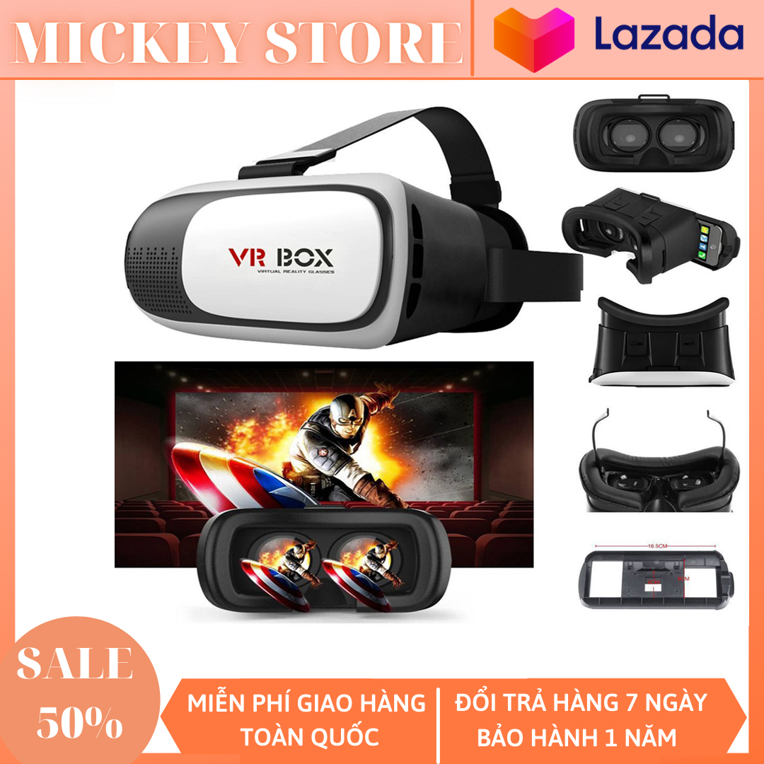 Kính thực tế ảo 3D VR Box xem phim trên điện thoại VRB-V2 thấu kính cao cấp bảo hành 12 tháng
