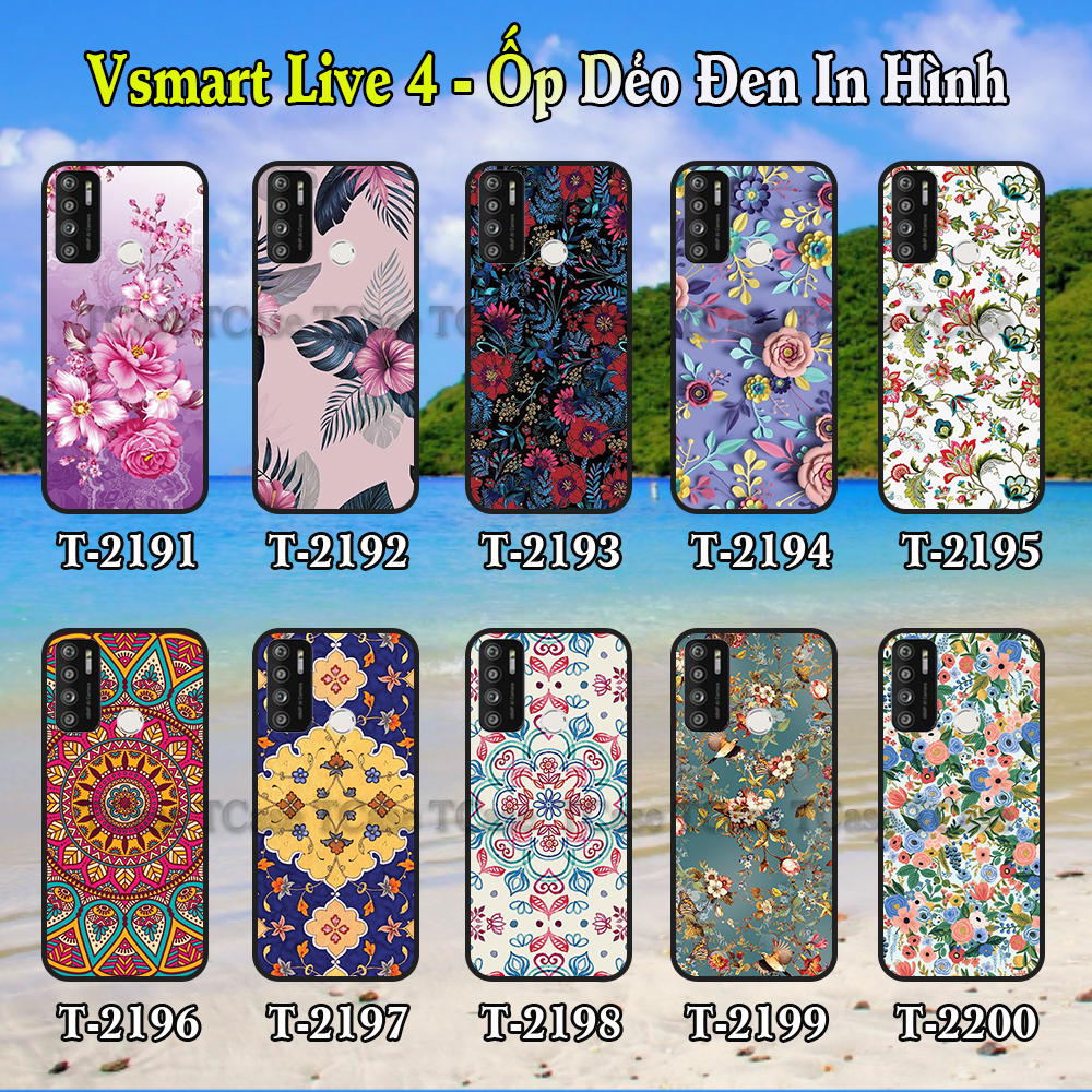 [HCM]Ốp lưng Vsmart Joy 4 dẻo đen in hình Họa Tiết Hoa Đẹp