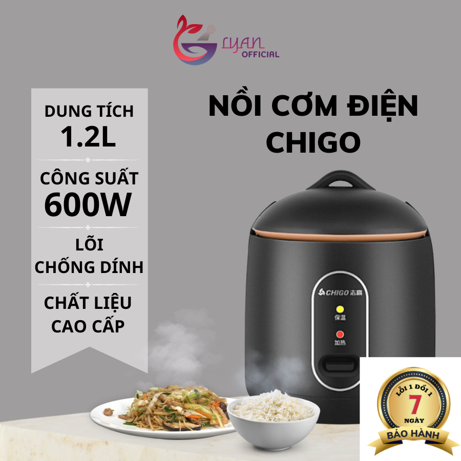 Nồi cơm điện chigo chống dính, nồi cơm đa năng, hầm nấu cơm dung tích 1,2