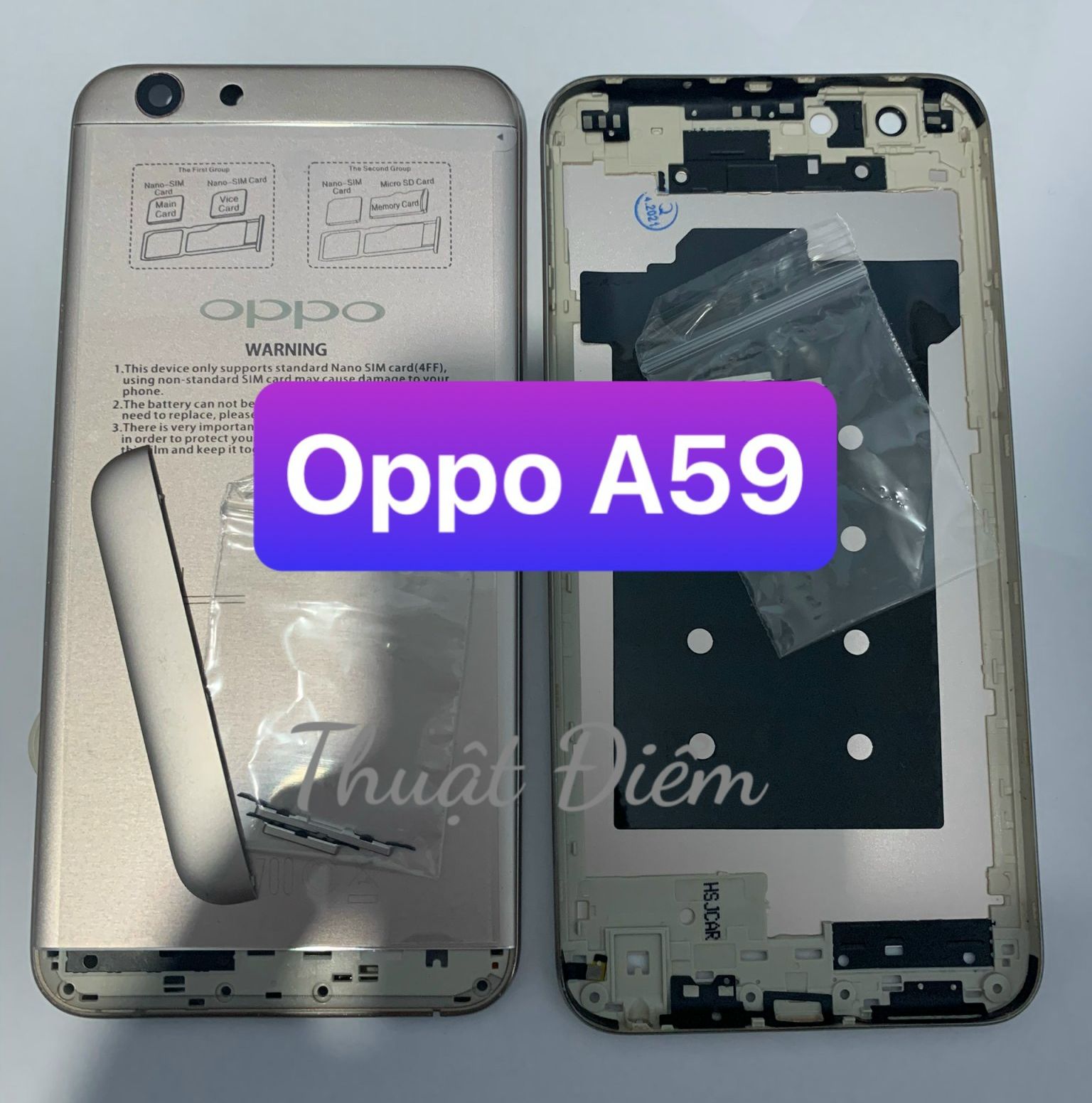 lưng vỏ oppo A59 / F1s kèm khay sim