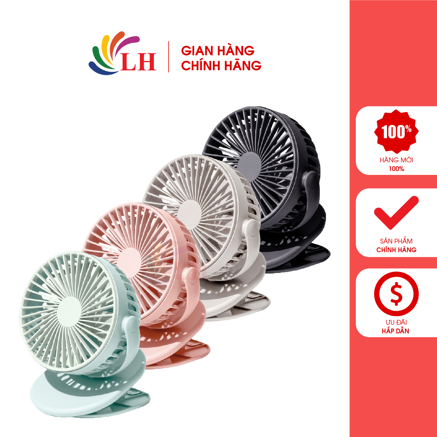 Quạt mini để bàn Solove F3-FAN - 3 tốc độ quạt, pin 2000mAh