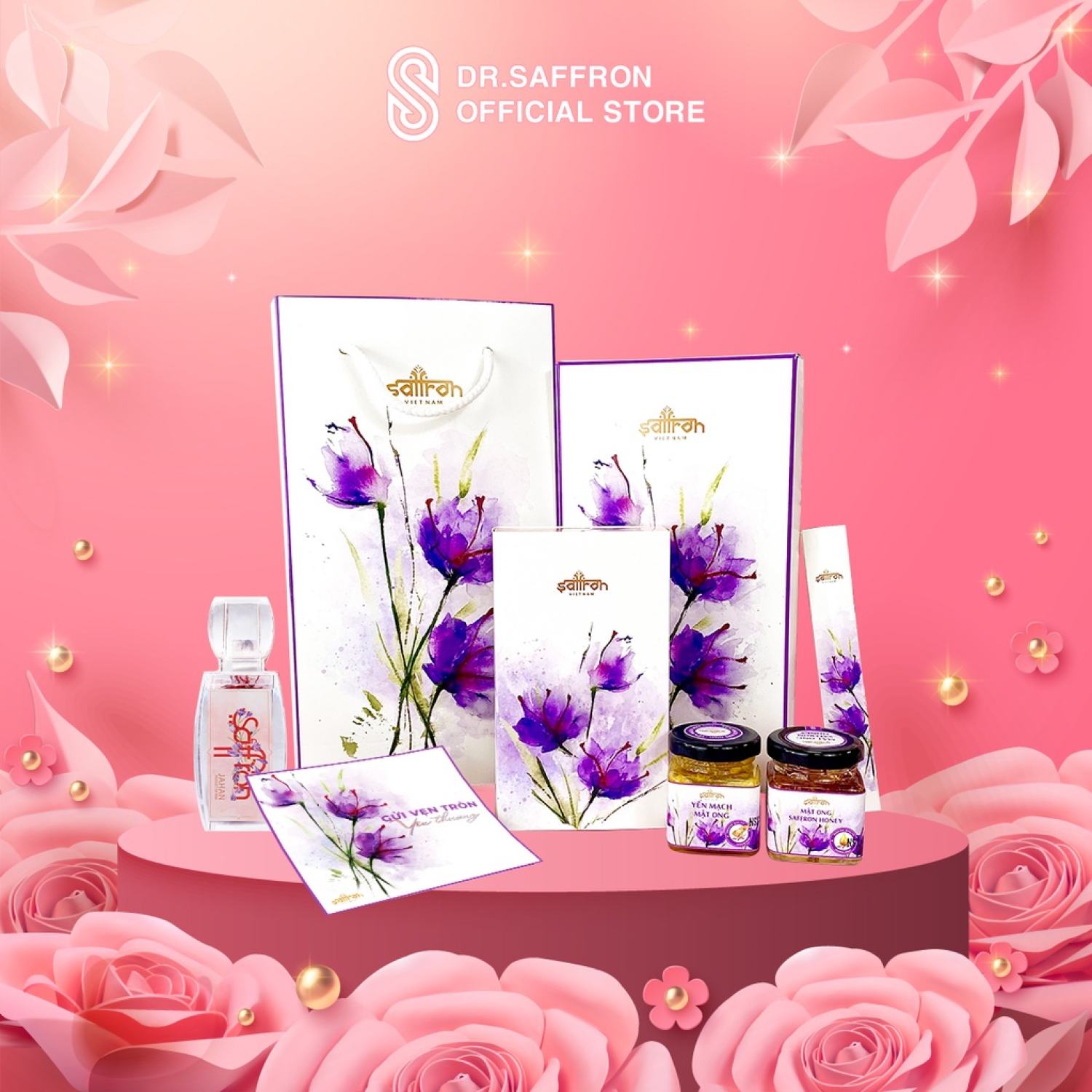 Set quà 8 3 Nhụy hoa nghệ tây ngâm mật ong Saffron Việt Nam