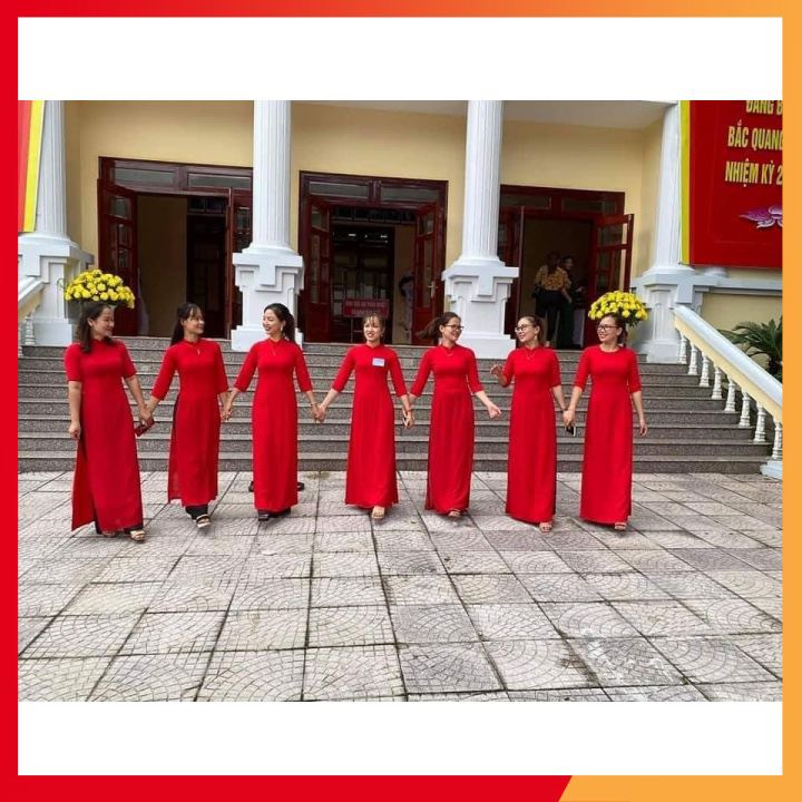 Áo dài đồng phục các màu phong phú ( có cả cổ cao và cổ tròn )