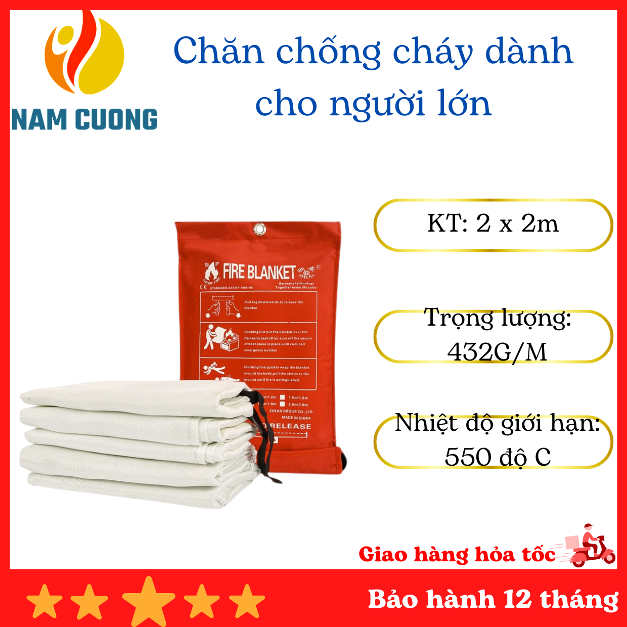 Chăn chống cháy, chăn dập lửa dành cho người lớn, mền chống cháy tiện lợi dễ sử dụng