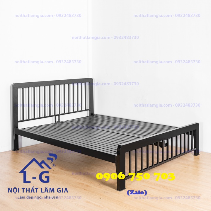 Giường sắt hộp 4x8 trắng , đen không đầu nệm cho nhà - giường ngủ _ giường sắt