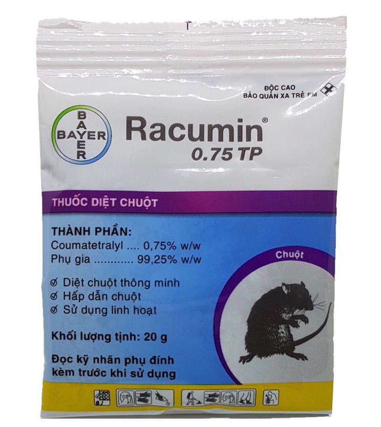 Diệt chuột thông minh Racumin Bayer 20gr 12 gói