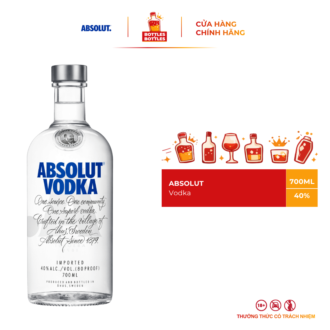 CHÍNH HÃNG - Rượu Absolut Vodka Original 700ml - 40%