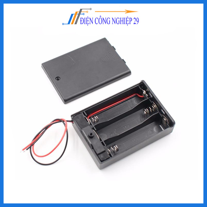 Đế pin aa có nắp, kèm công tắc