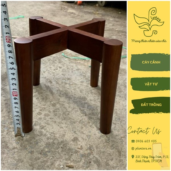 Đôn kê chậu gỗ chân tròn màu nâu 25x20cm - khay chậu - đôn kê chậu - giá kê chậu