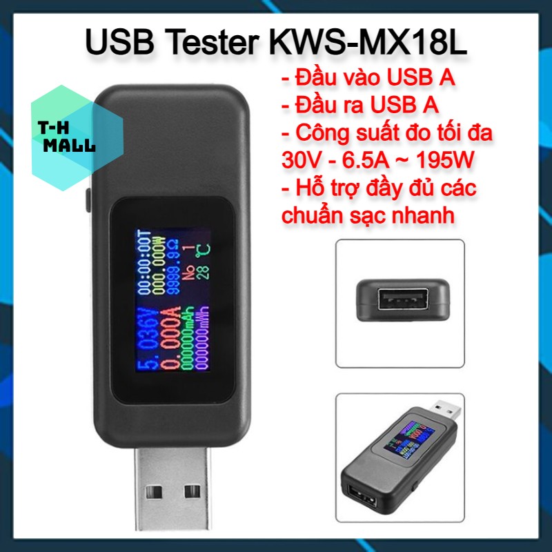 Usb tester / thiết bị đo test dòng điện điện áp màn hình màu keweisi kws-mx18