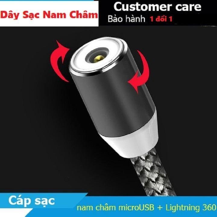Sạc nam châm 3 đầu samsung/iphone/type c dây bọc dù siêu tiện lợi
