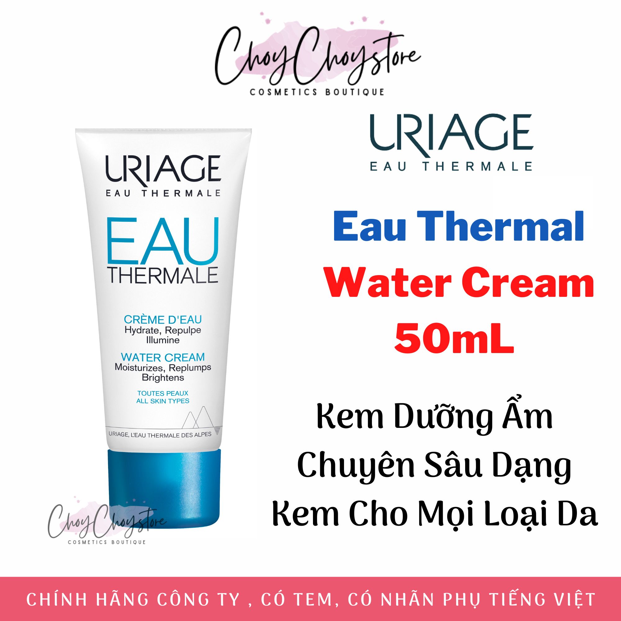 Kem Dưỡng Uriage Eau Thermale Water Cream 40mL (Creme D'Eau) Dưỡng Ẩm Dạng Kem, Cấp Ẩm Chuyên Sâu