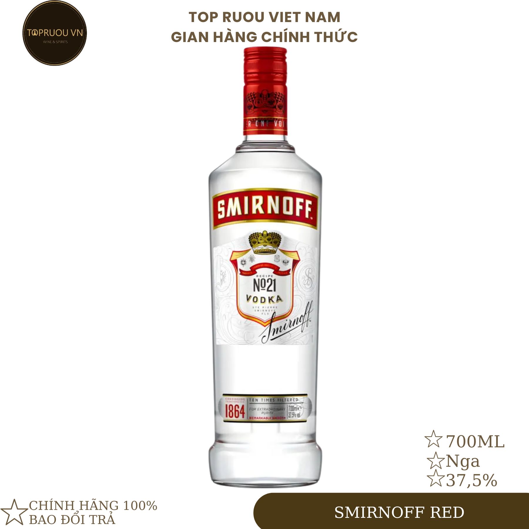 [Top Rượu VN] Rượu Vodka Smirnoff Red 700ml  [Chính Hãng]