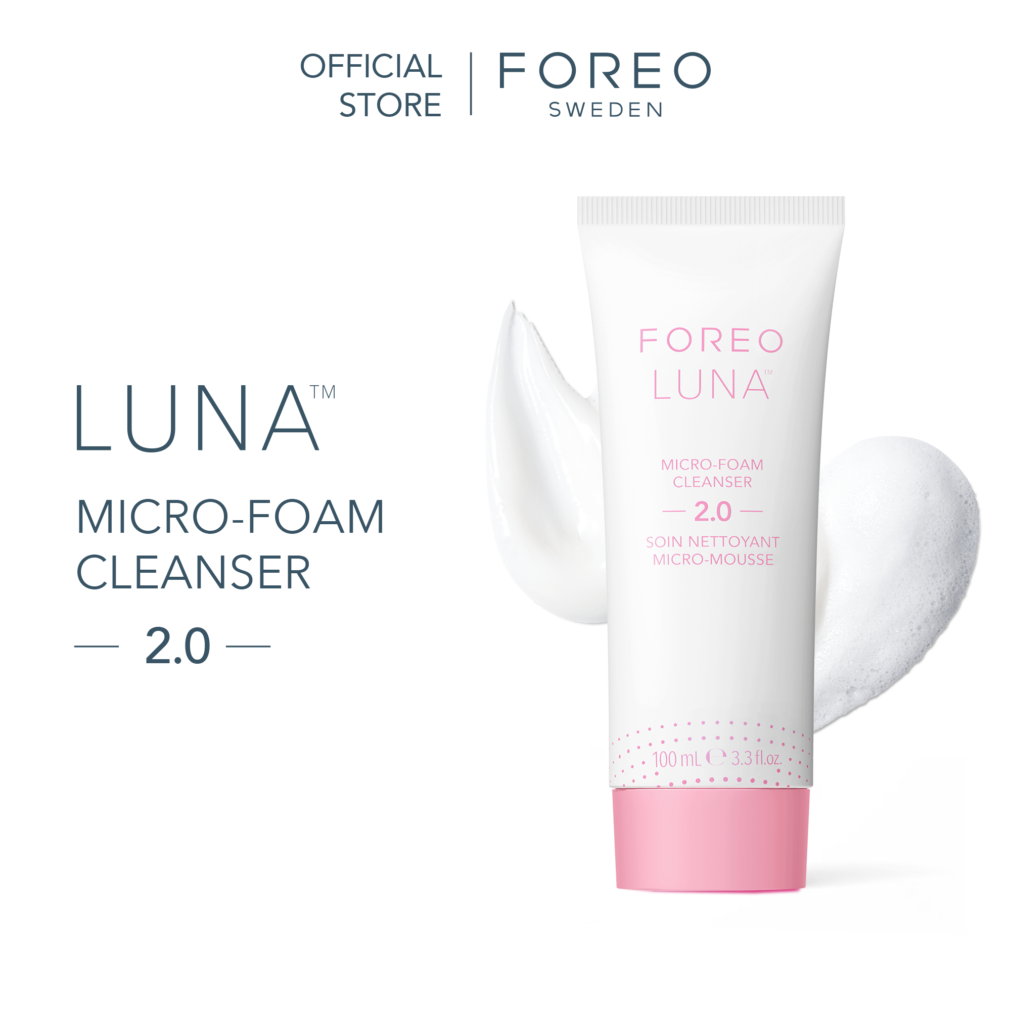 FOREO LUNA Micro-Foam Cleanser 2.0 - Sữa rửa mặt tạo bọt | Thu nhỏ lỗ chân lông | Phù hợp với mọi loại da | Chứa Vitamin E | Chăm sóc da mặt
