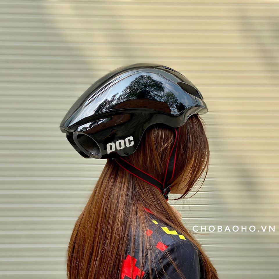 Nón thể thao poc 02 ống bô màu đen bóng sẵn túi và hộp
