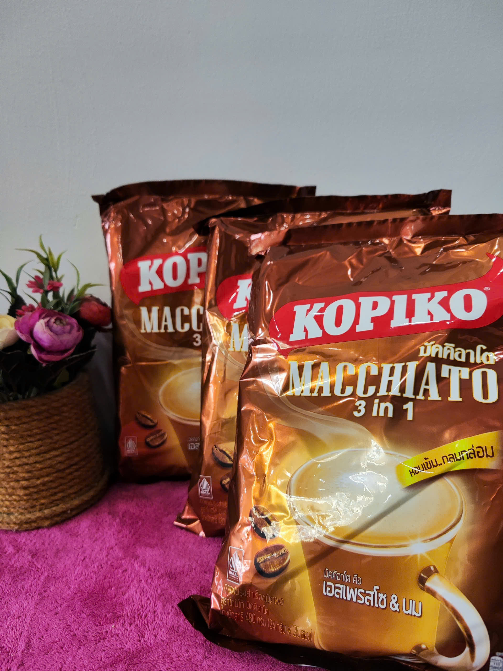 1 gói cà Phê Sữa Hòa Tan Kopiko Macchiato 3in1 Thái Lan Cafe Bịch 20 Gói