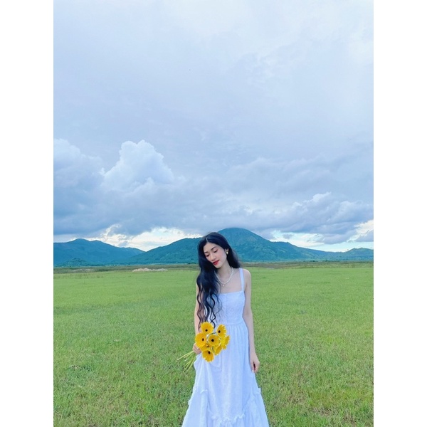 Anis_Đầm Maxi Dài Nữ Màu Trắng Vignette Dress