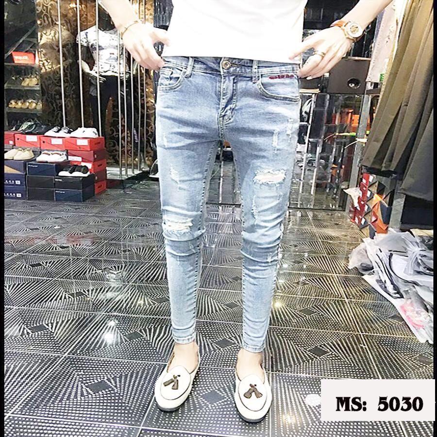 [HCM]QUẦN JEAN NAM RÁCH XANH BẠC ÔM BODY CÁ TÍNH CAO CẤP MT 5030 PAGANI_ FASHION