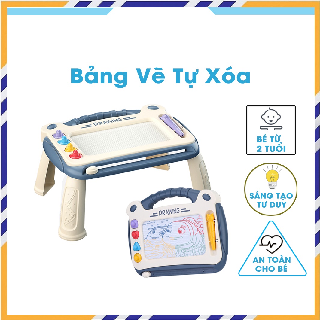 Bảng vẽ tự xoá có chân bàn Bảng từ tính tập viết tập vẽ cho bé