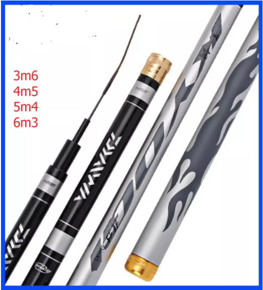 Cần câu tay daiwa kyogi 6h size 5m4 , đủ size 3m6, 4m5, 5m4, 6m màu đen bạc