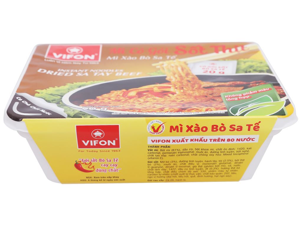 Thùng 18 khay mì xào bò sa tế Vifon 90g