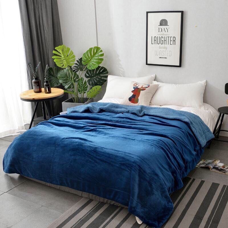 Chăn lông cừu Ultimate loại 1, chăn lông cừu tuyết cao cấp ,Chăn mềm , chăn nhung loại cao cấp Mầu xanh