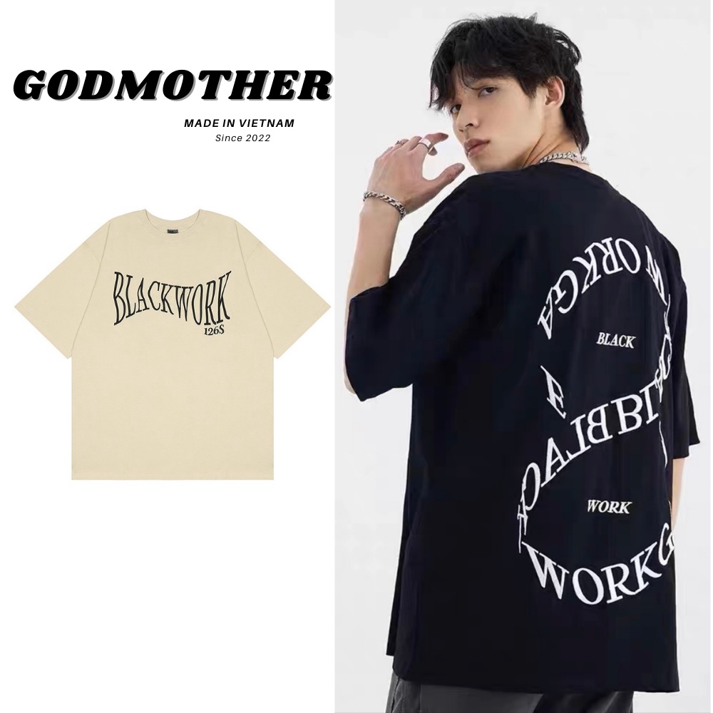 Áo thun form rộng unisex blackwork godmother