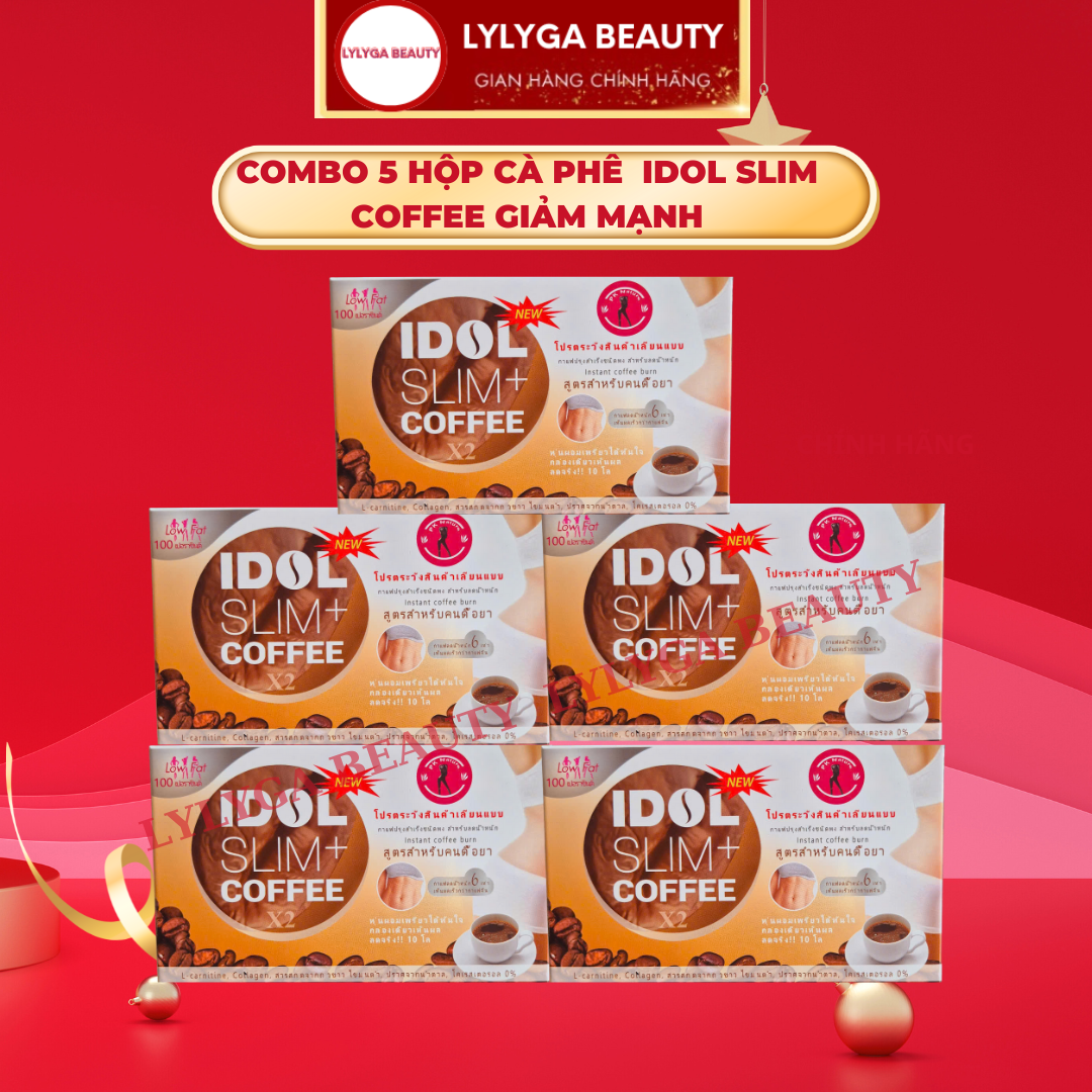 Bộ 5 hộp Cà Phê Giảm Cân Idol Slim Coffee Loại Giảm Mạnh - 100% chính hãng- LYLYGA BEAUTY