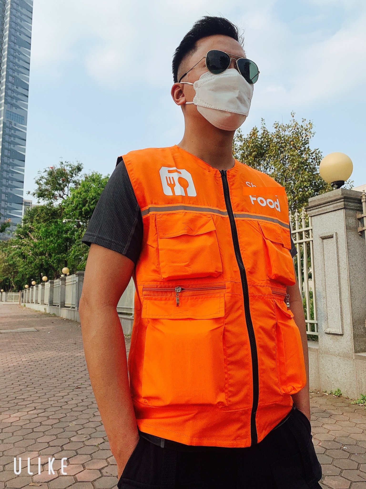 Áo Gile SP Food Hai Mặt Cam Và Đen Có 6 Túi Hộp Cho AE