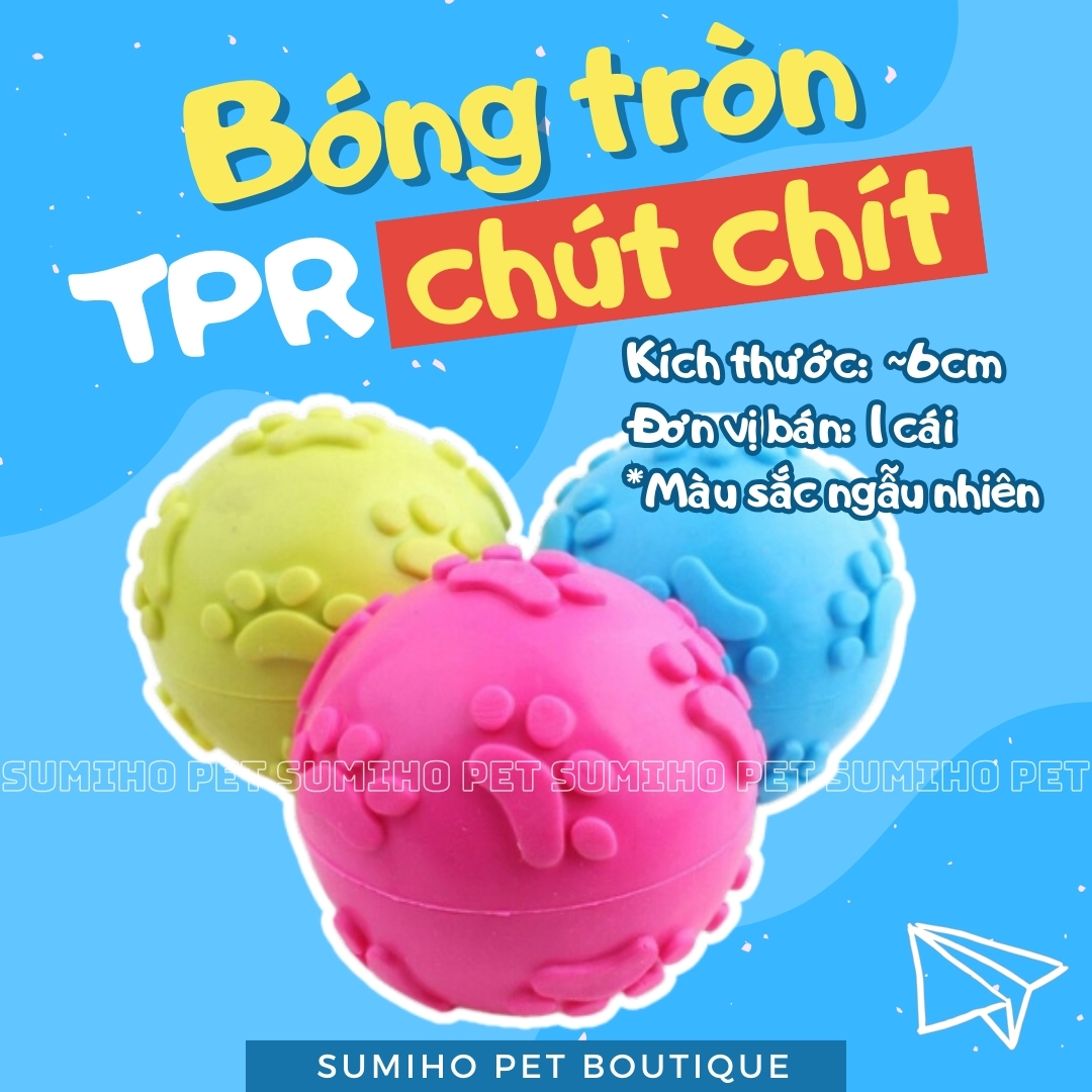 Đồ chơi tương tác với thú cưng Sumiho - Bóng tròn phát âm thanh chút chít (giao màu ngẫu nhiên)