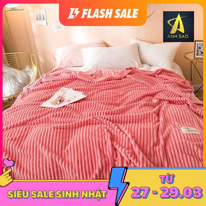 [CHĂN GA GỐI ĐỆM] [CHĂN MỀN] Mền nỉ nhung kẻ tăm cao cấp mềm mịn Ánh Sao 2mx2m2