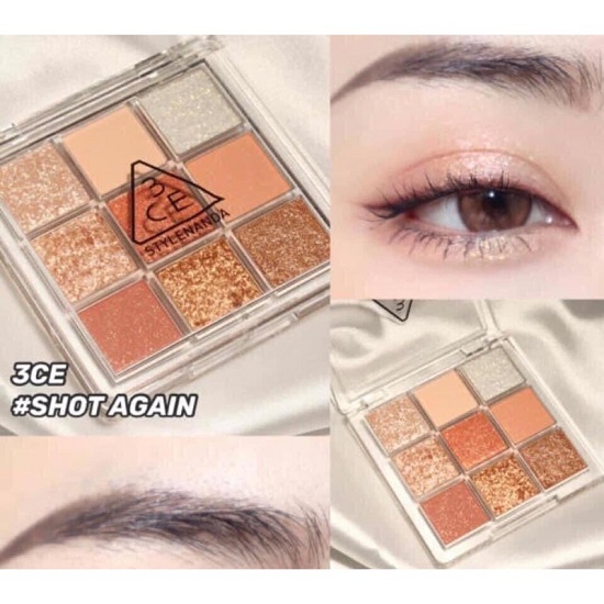 Bảng Phấn Mắt 3CE 9 Màu Shot Again: Tone Cam Vàng Lấp Lánh  Mood Recipe Multi Eyeshadows Palette - Hami Cosmetics