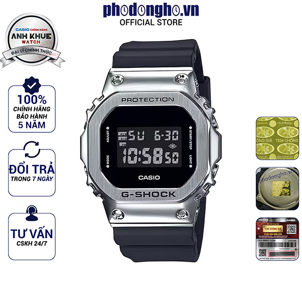 Đồng hồ nam dây nhựa g-shock casio anh khuê gm-5600-1dr