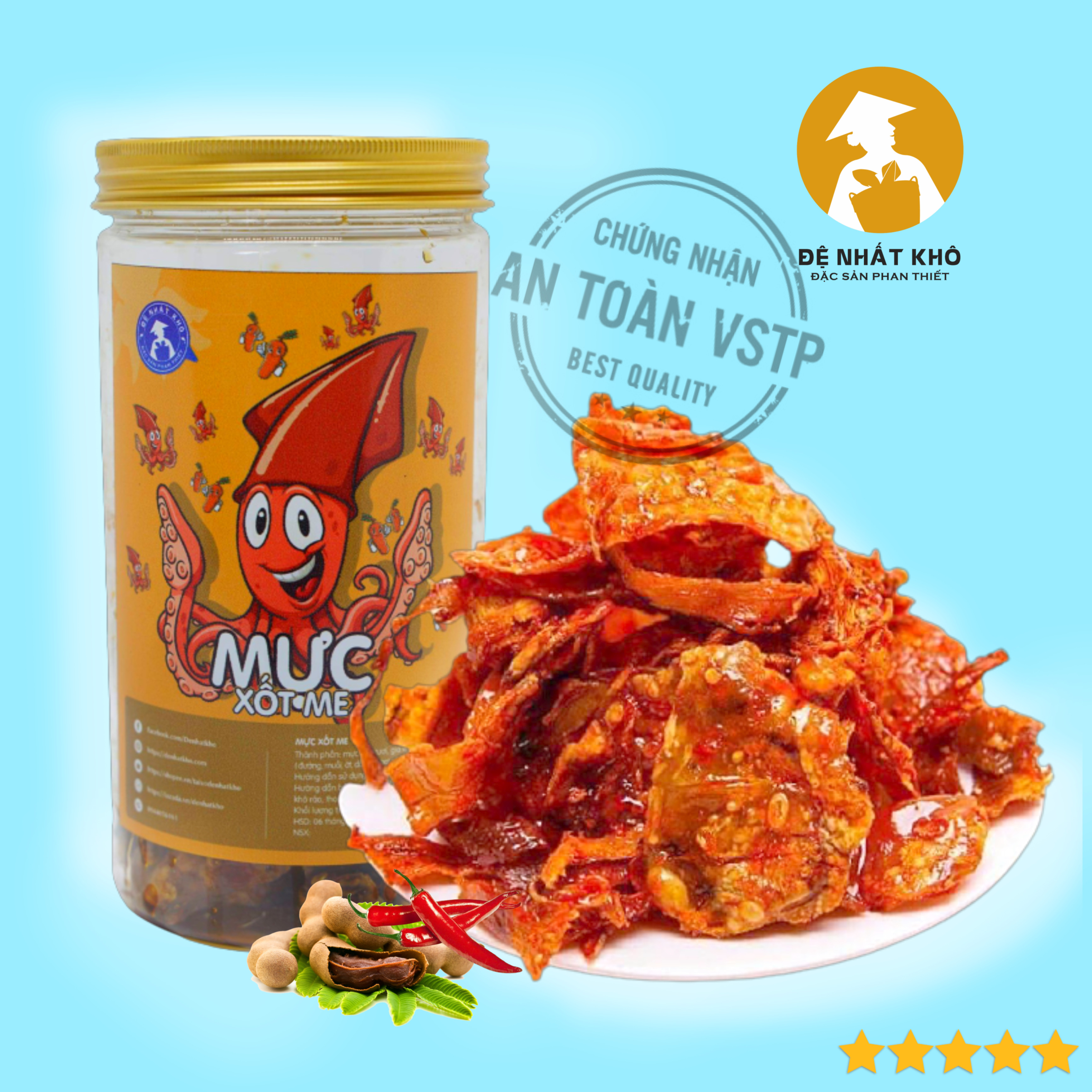 Mực rim me 210g đệ nhất khô chua ngọt ít cay, đồ ăn vặt vừa ngon vừa rẻ, đặc sản phan thiết