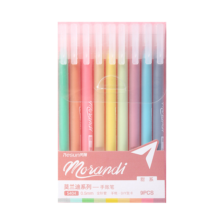 Set 9 Bút gel nhiều màu Resun Morandi 0.5mm Decorme viết sổ tay trang trí thiệp bullet journal
