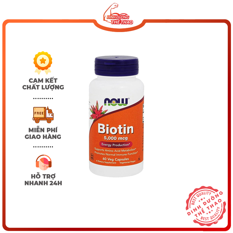Now biotin 5000mcg viên uống now biotin hỗ trợ mọc tóc đẹp da, chắc khỏe móng - từ mỹ