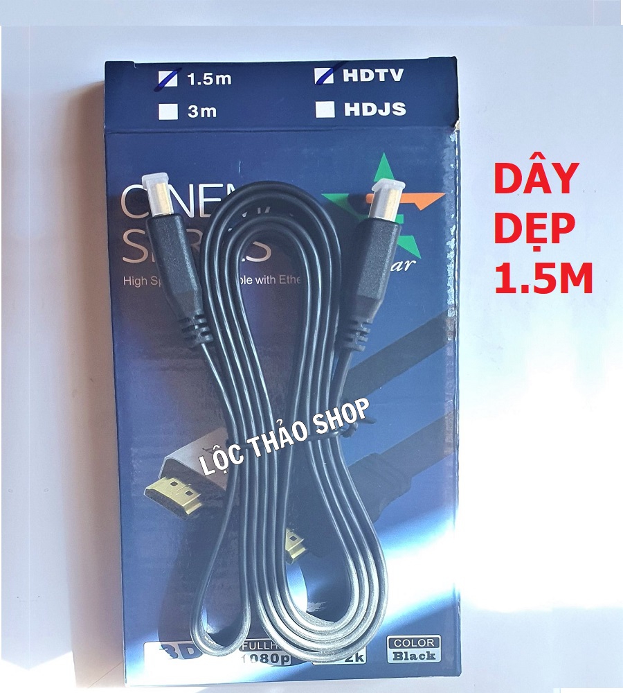 Cáp hdmi dài 1.5m jstar dây dẻo hỗ trợ 3d, 4k