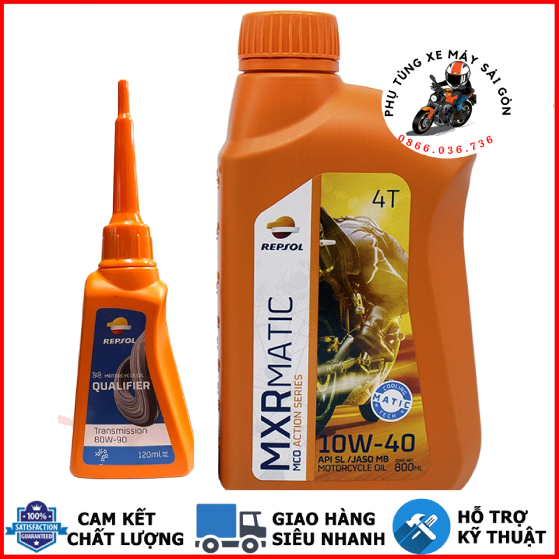 Dầu nhớt xe ga Repsol MXR Matic 800ml và Nhớt láp Repsol [Mua 5 tặng 1 phểu]