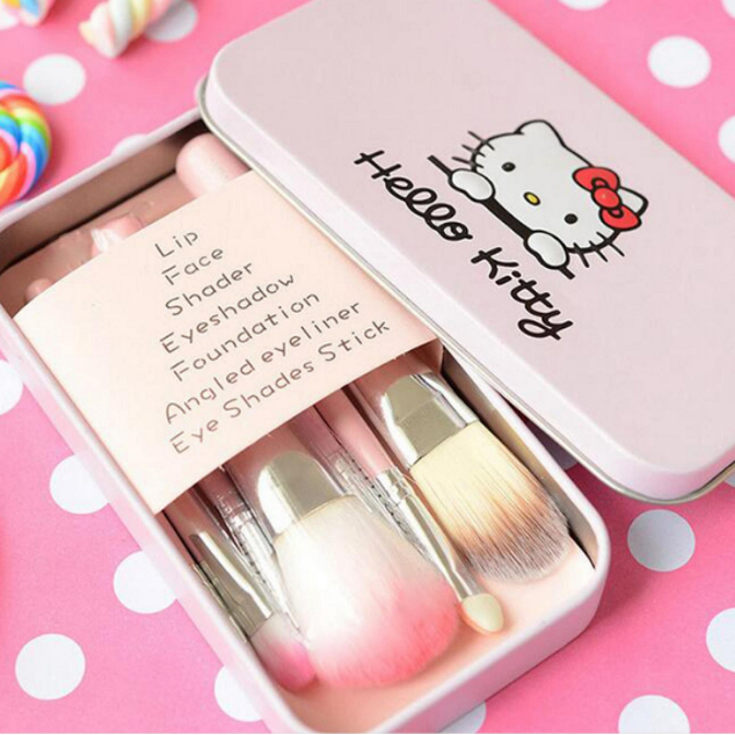 BỘ CỌ TRANG ĐIỂM 07 CÂY KÈM HỘP ĐỰNG HỒNG CUTE Set 7 cọ makeup: Chổi đánh phấn má đánh mắt phủ phấn đánh kem nền vẽ môi viền mắt tán phấn mắt cọ má hồng… Đồ trang điểm dụng cụ trang điểm cọ makeup