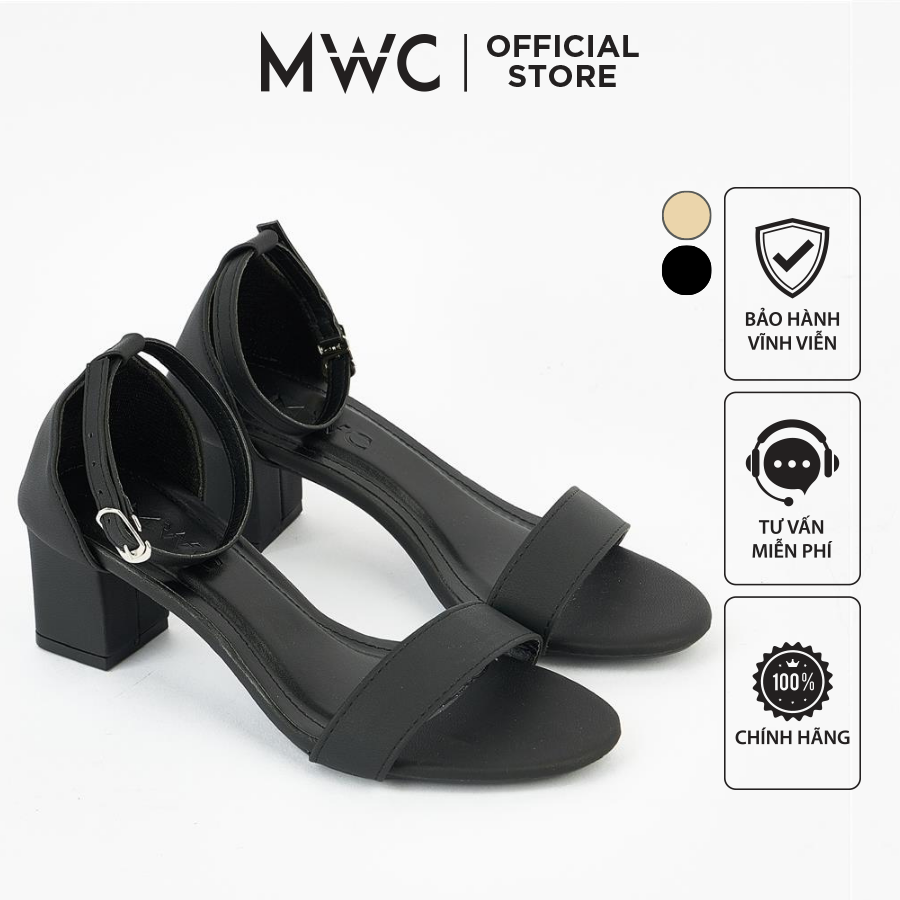 Giày mwc 3951 - giày sandal cao gót 5cm, giày cao gót quai ngang, cao gót bít gót basic đế vuông 5cm thanh lịch