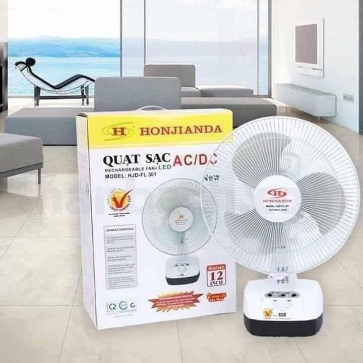Quạt tích điện honjanda 2 bình ắc quy hjd fl 301