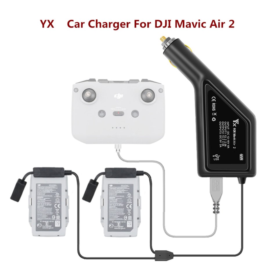 Tẩu sạc pin trên ô tô dành cho dji mavic air 2 ✈ chính hãng yxteck tẩu sạc nhanh trên oto mavic air 2 ✈ phụ kiện flycam - ticki.