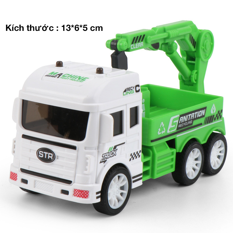 Xe đồ chơi mô hình, xe cẩu rác thân thiện với môi trường, tặng kèm 1 xe ô tô mini xinh xắn, chi tiết sắc sảo, làm đồ chơi cho bé hoặc làm đồ trưng bày ( đồ chơi mô hình- ô tô đồ chơi)